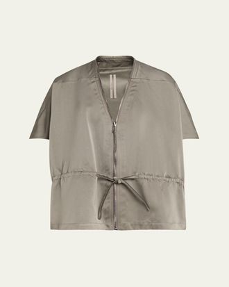 Rick Owens Short-Sleeve Satin Zip Sail Jacket