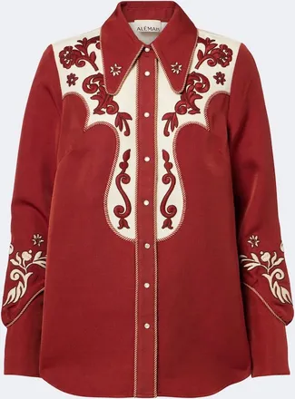 Alemais Al&eacute;mais Duke embroidered wool-blend shirt
