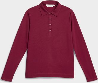 Contemporaine Womens Solid long-sleeve jersey Polo Shirt