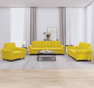 vidaXL Vidaxl - Juego De Sof&aacute;s Con Cojines 3 Piezas Terciopelo Amarillo