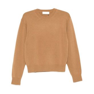 Dunst Truien & Vesten, Dames, Bruin, L, Wol, Kameel Wol Ronde Hals Sweater