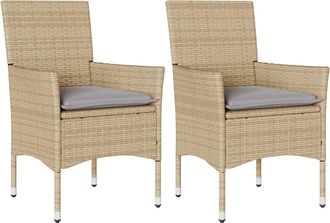 vidaXL Vidaxl - Sillones De Jard&iacute;n Con Cojines 2 Uds Rat&aacute;n Sint&eacute;tico Beige
