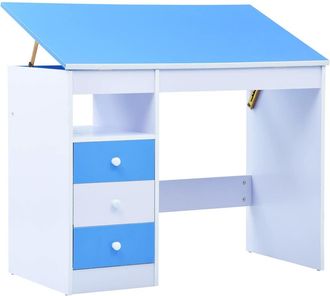 vidaXL Escritorio Infantil De Dibujo Inclinable Azul Y Blanco Vidaxl