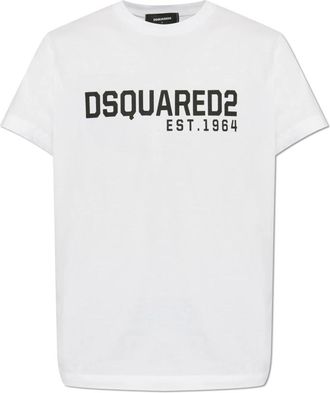Dsquared2 T-shirt met print - Heren - T-shirts - Wit - L - Katoen - Tops