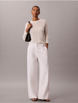 Calvin Klein Womens Textured Soft Tailored Pants - White - 10