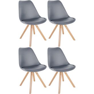 Clp Clp - Set De 4 Sillas De Comedor Sofia En Polipiel Gris Natural (cuadrado)