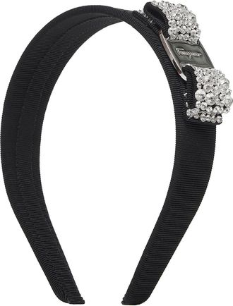 Ferragamo Womens Headband Vara Bow Black Cotton Hair Accessories