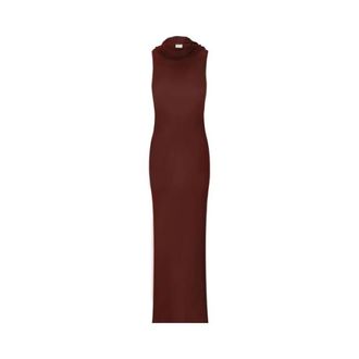 Saint Laurent Maxi Dresses, female, Red, Size: M Hooded Maxi Dress
