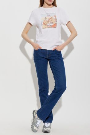 Re/Done T-shirt With Print, Womens, Cream