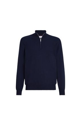 Brunello Cucinelli Cashmere sweater with half zip in Navy Blue at Nordstrom, Size 54 It
