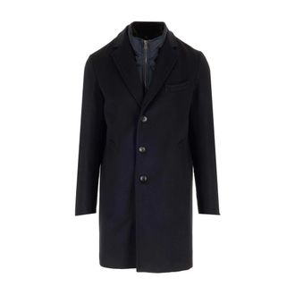 Barba Ingle-Breasted Wollen Jas Met Kasjmier - Heren - Mantel - Blauw - 2XL - Wol - Jassen