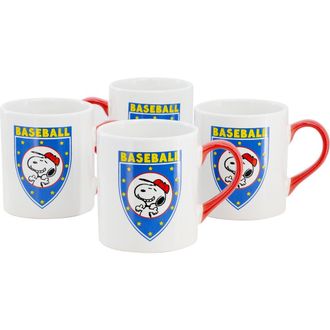 Peanuts Best In Sports Baseball 4 Piece 19 Ounce Stoneware Mug Set in White at Nordstrom