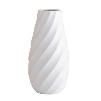 OEM Vase Ceramique - 20 Cm - Textura Espiral - Decoracion Escandinava - Para Flores Secas - 1 Unidad
