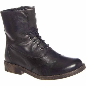 Eric Michael Womens Riley Leather Lace Up Zip Combat Dress Boots In Black