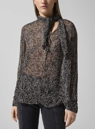 Isabel Marant Womens Leona sheer tie-neck blouse