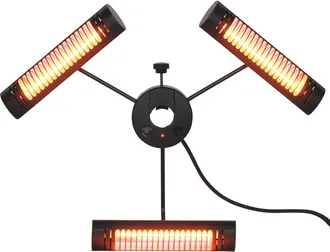 OUTSUNNY Calefactor El&eacute;ctrico De Exterior Con 1000w/2000w/3000w Estufa De Infrarrojos Control Remoto Protecci&oacute;n Ipx5 Aleaci&oacute;n De Aluminio &Oslash;87x22cm