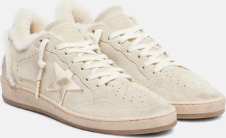 Golden Goose Ball Star shearling-trimmed suede sneakers