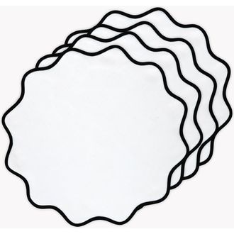 Solino Home Linen Round Placemats - Giselle Scallop Edge, 16 Round in Black And White at Nordstrom, Size Medium