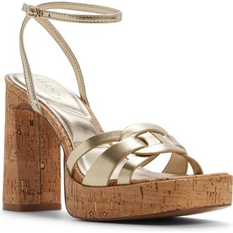 Aldo Beverlyanne Platform Sandal in Champagne at Nordstrom, Size 7.5