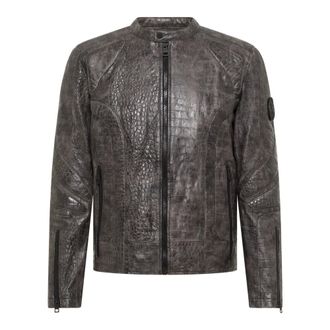 Carlo Colucci Carlo Colucci, Leather Jackets, male, Gray, Size: M Jackets