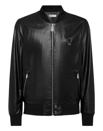 Philipp Plein Leather Bomber Skull