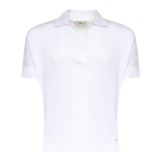 Herno Polo Shirts, female, White, Size: XL Polo in Glam Knit Effect