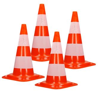 ECD Germany 4x Cono De Tr&aacute;fico Obra Pieza De Se&ntilde;alizaci&oacute;n Emergencia Color Naranja Y Blanco 47 Cm De Altura En Pvc Fuerte Y Robusto Pil&oacute;n De Seguridad Con Rayas R
