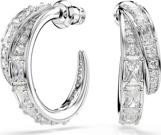 Swarovski Vienna Hoop Earrings, Mixed Cuts, White, Rhodium Plated