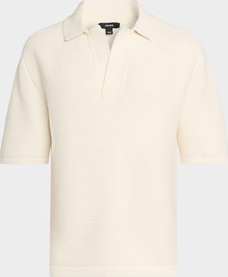 Reiss Mens Langton Textured Johnny Collar Polo Shirt