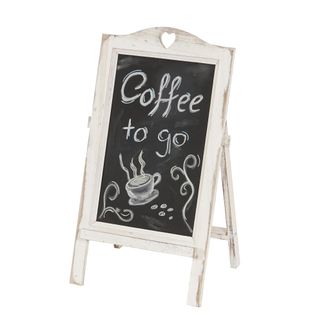 Hhg Hhg - Tablero Publicitario 715, Pizarra, 66x37x27cm Shabby-look Vintage, Blanco