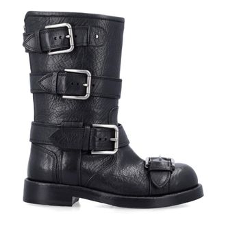 Dolce & Gabbana Schoenen, Dames, Zwart, 36 EU, Leer, Bernini Buckled Boots