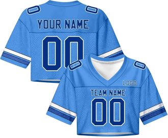 Generic Custom Football Jerseys for Women Personalized - Crop Top Jersey with Printed Team Name & Number | Breathable Polyester Sports Uniform for Football Ga
