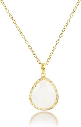 MAX + STONE 18k Gold Over Sterling Silver 7 Ct. 10x10mm Pear Cut Gemstone Necklace