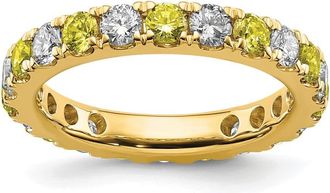 Diamond2Deal 14k Yellow Gold Lab Grown Diamond & Yellow SapphireEternity Wedding Band Ring 1.2Ct Clarity- VS Color- G-H