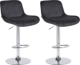 Clp Clp - Lote De 2 Taburetes De Bar Solon Cromados Negro Terciopelo