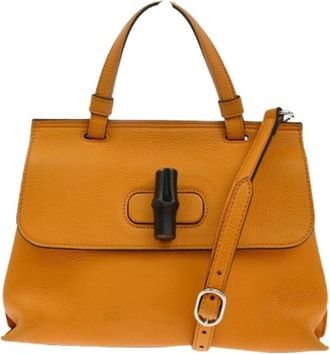 Gucci Pre-owned Bamboo Daily Top Handle Bag - Dames - Vintage Handtas - Oranje - ONE Size - Leer - Vintage