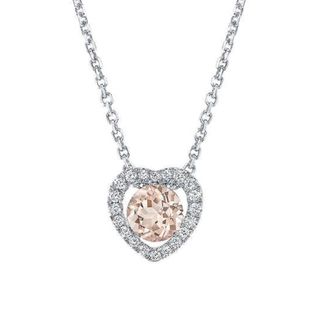 Pompeii3 1Ct Morganite & Lab Grown Diamond Heart Pendant 14k White Gold Womens Necklace