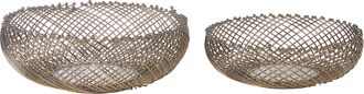 Beliani Beliani - Conjunto De 2 Cuencos De Metal Dorado Dise&ntilde;o Calado Accesorio Decorativo Baliung