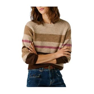 Pepe Jeans London Round-neck Knitwear, female, Multicolor, XS, Striped Knit Jumper