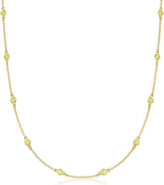 Ross-Simons Bezel-Set Peridot Station Necklace in 18kt Gold Over Sterling