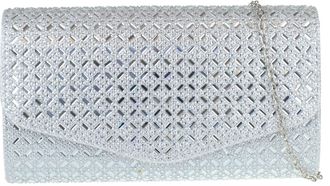 Girly HandBags Womens Diamante Rhinestones Evening Clutch Bag Medium Silver
