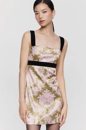 Maeve Satin Velvet Shift Dress