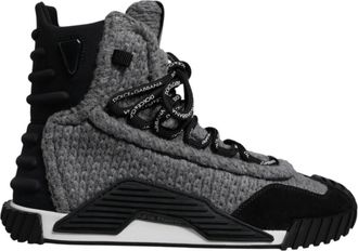 Dolce & Gabbana Grijs Zwart NS1 High Top Sneakers - Dames - Sneakers - Zwart - 37 1/2 EU - Wol - Schoenen