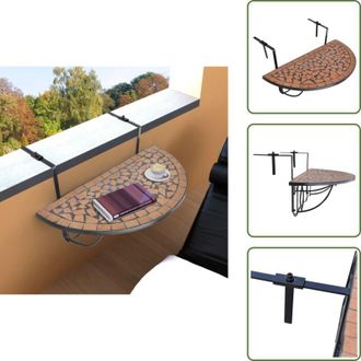 Les Tendances Tavolo in terracotta - vidaXL Tavolo Sospeso da Balcone in Terracotta con Mosaico - Tavolo da caff&egrave;