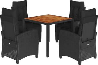 vidaXL Set De Muebles Jard&iacute;n 5 Pzas Con Cojines Rat&aacute;n Sint&eacute;tico Negro Vidaxl