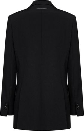 Maison Margiela Womens Blazer Double-Breasted Black Wool-Blend Polyester Jacket