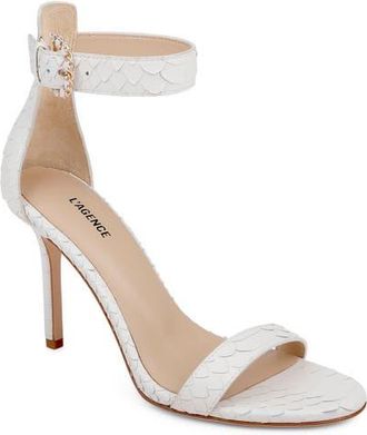 L'agence Gisele Ankle Strap Sandal in White Snake at Nordstrom, Size 9