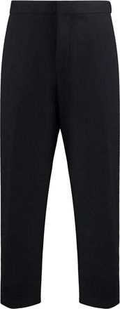 Jil Sander Elastische Wollen Broek met Achterkant - Heren - Straight fit broeken - Zwart - S - Wol - Broeken