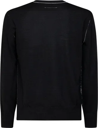Maison Margiela Mens Crewneck Sweater Black Wool Blend Virgin