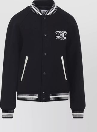 Celine ribbed collar teddy jacket with side pockets